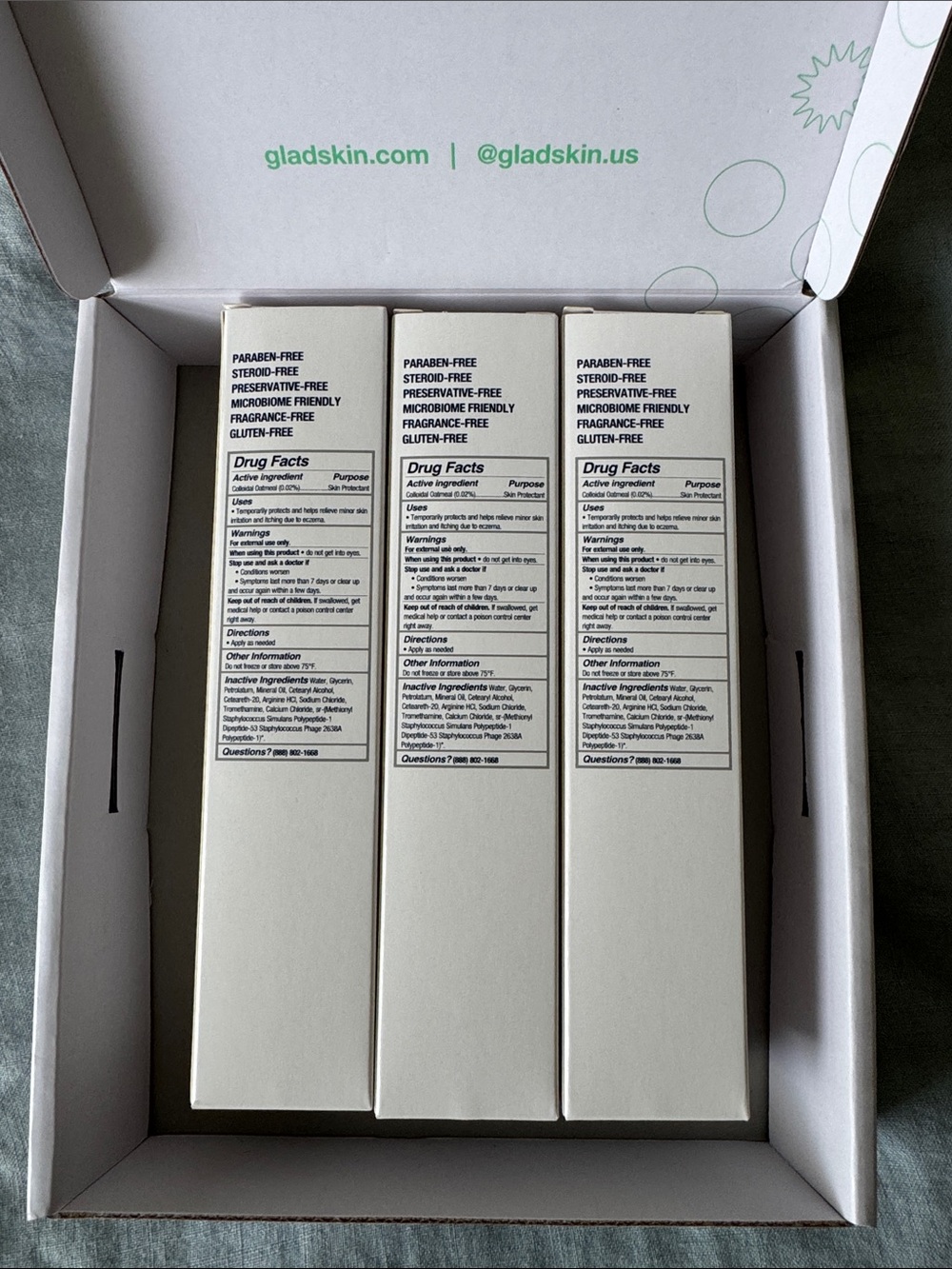 3 Brand New Bottles! Gladskin Eczemact Eczema Cream 3.38 oz each - Picture 2 of 9